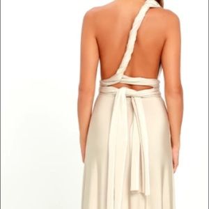 Lulu's- Beige Maxi Dress Convertible - Small